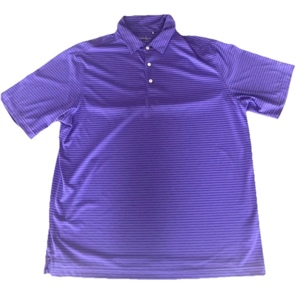 Walter Hagen Polo‎ Men XL Purple Collared Striped Golf Shirt X-large